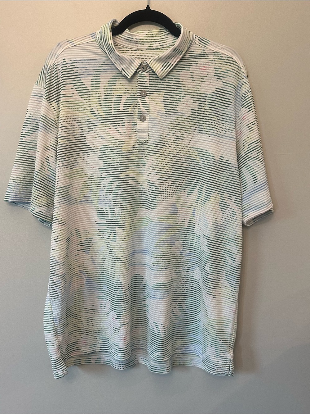 Tommy Bahama XL Polo Shirt Men’s Tropical Floral Striped Stretch Golf
